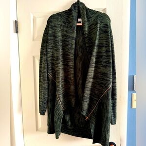 Beautiful Forest Green and Black Wool Cardigan